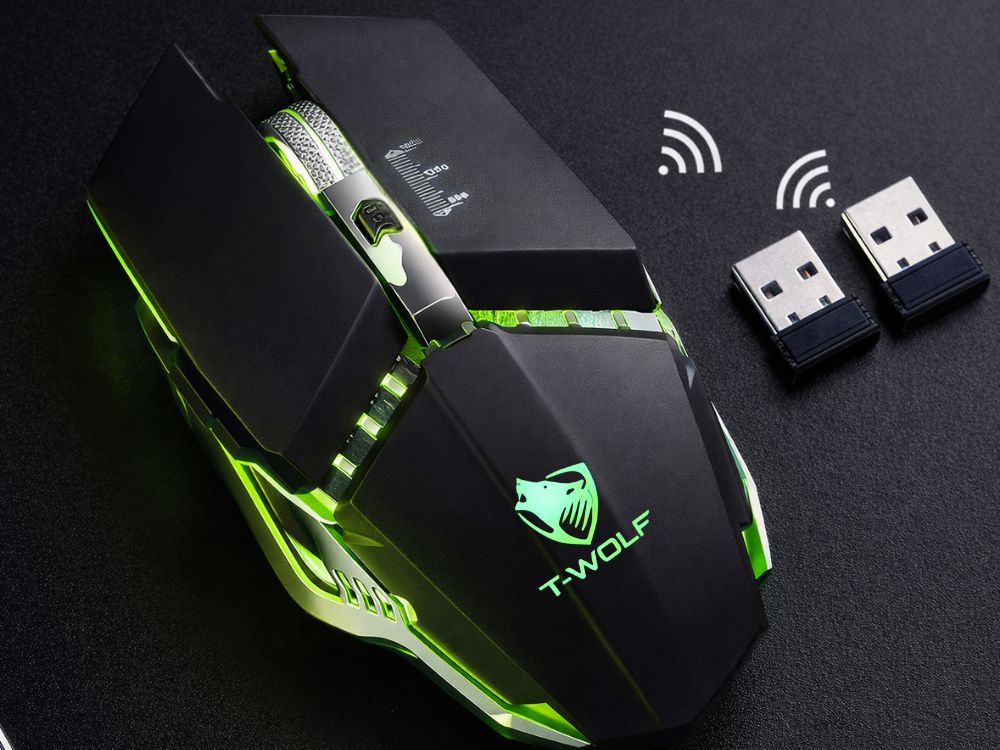 Bezvadu spēļu pele ar RGB LED apgaismojumu USB, melna (3)