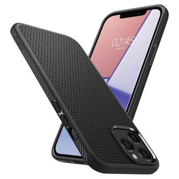 Apple iPhone 12 / 12 Pro 6.1" Spigen Liquid Air TPU Case Cover, Black | Telefona Vāks Maks Apvalks Bampers