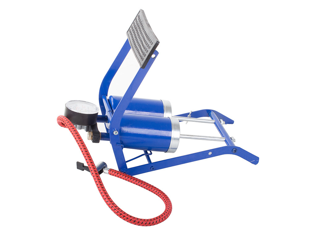 Divcilindru kājas pumpis automašīnai un velosipēdam ar manometru (1)