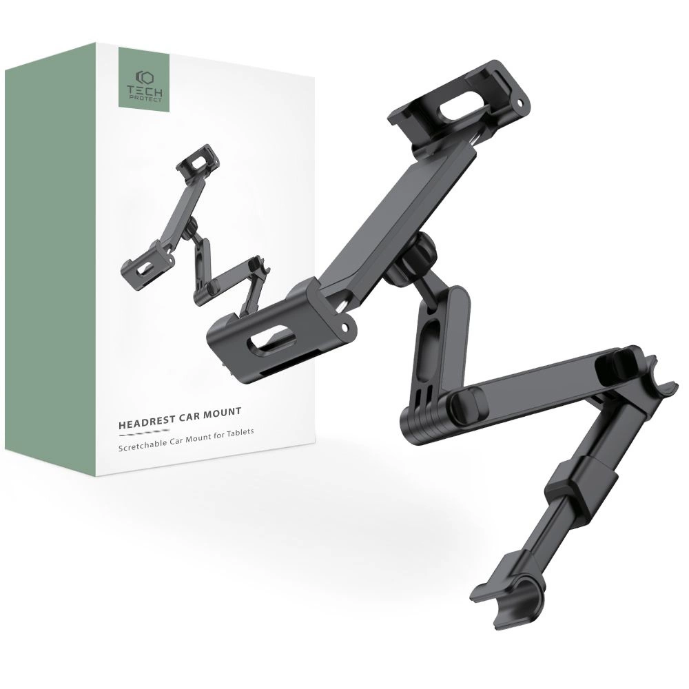 Tech-Protect V1 teleskopiskais automašīnas galvas balsta tālruņa turētājs - melns | telescopic car headrest phone...