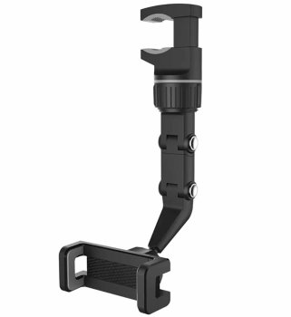 Auto telefona turētājs pie salona spoguļa, 360° regulējams, melns