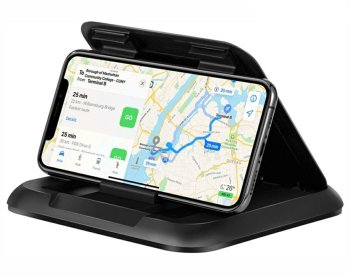 Auto telefona turētājs ar 3D regulāciju un gela stiprinājumu, melns