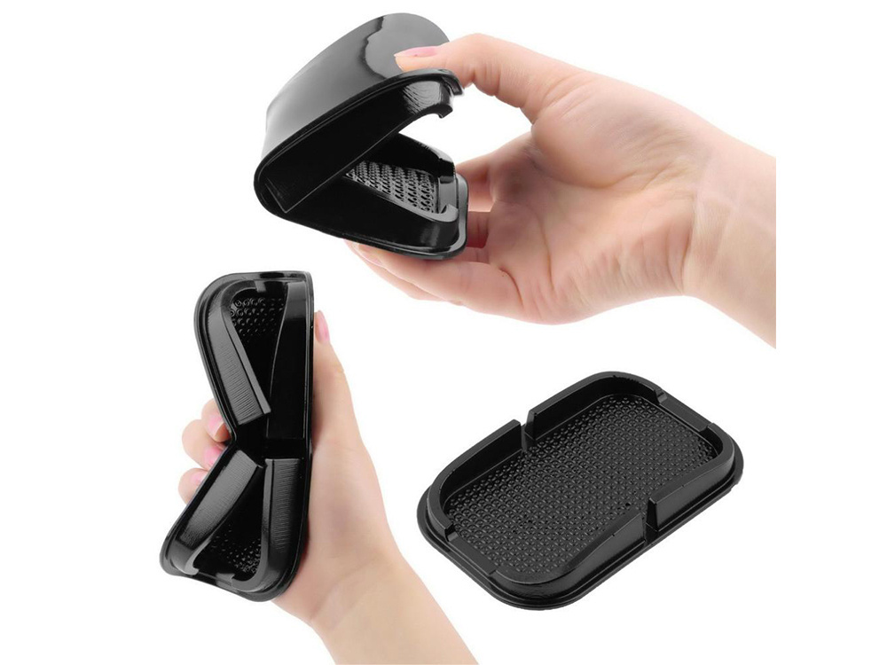 Silikona pretslīdes paklājiņš telefonam un atslēgām, melns (2)