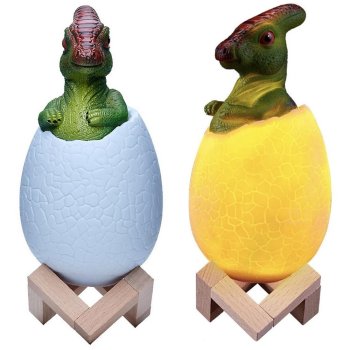 Bērnu Nakts Gaisma Lampa Dinozaurs Ola RGB LED | Kids Night Lamp Dinosaur Egg