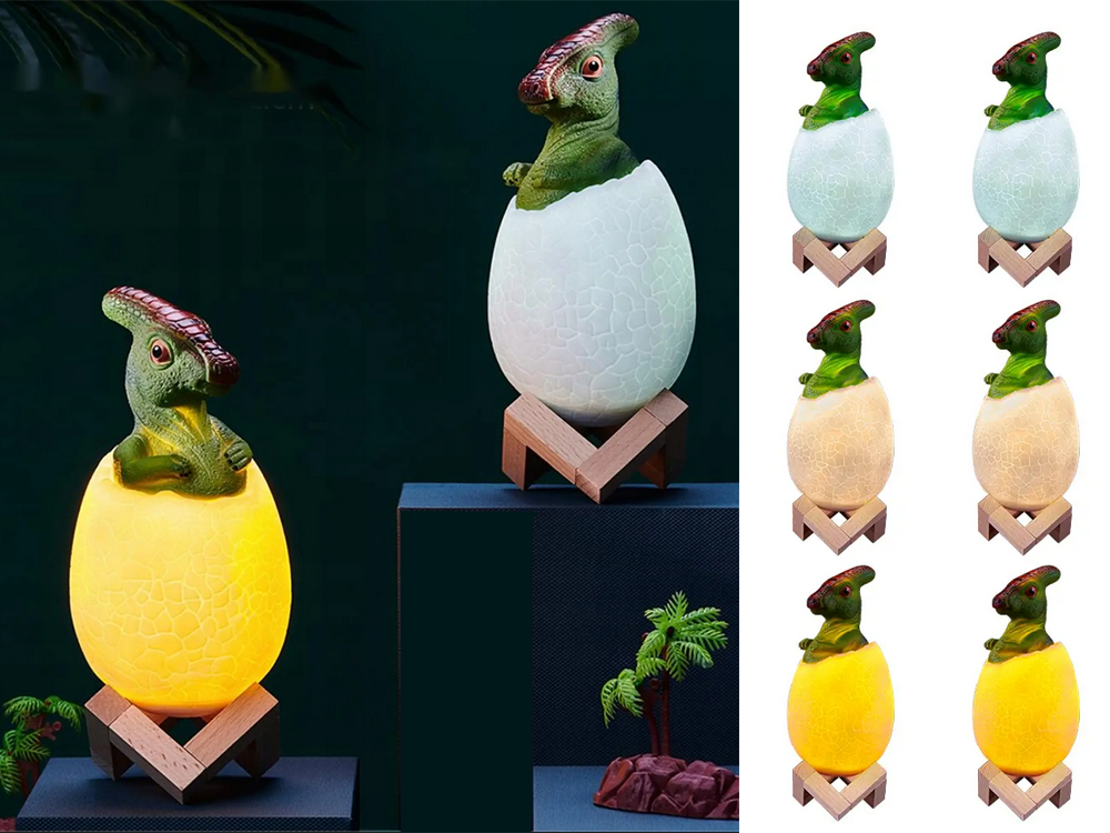 Bērnu Nakts Gaisma Lampa Dinozaurs Ola RGB LED | Kids Night Lamp Dinosaur Egg (2)