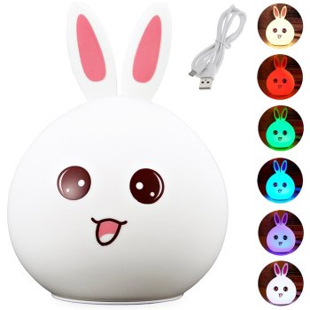 Bērnu Silikona Nakts LED RGB Gaismas Lampa, Trusis | Kid's Silicone Night Light Lamp
