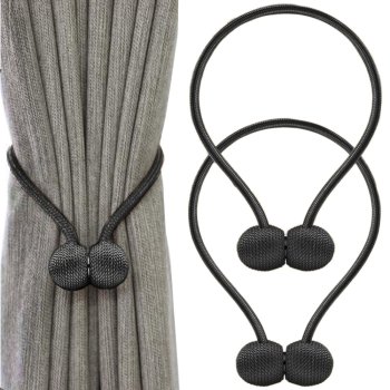 Dekoratīvie Aizkaru Turētaji Klipši Ar Magnētu, Melns | Decorative Clips For Curtains with Magnet