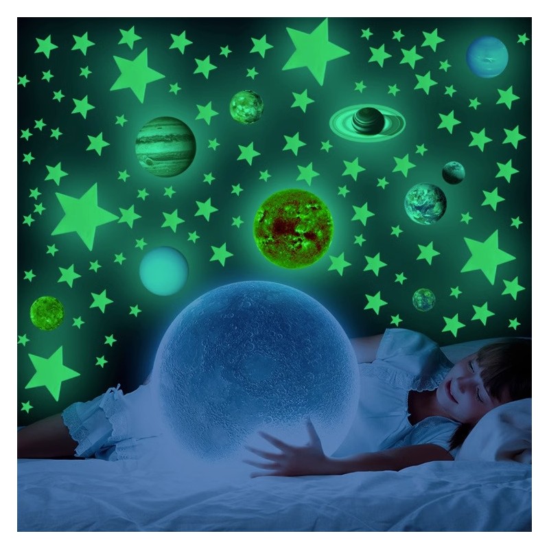 Fluorescējošās Uzlīmes Planētas Zvaigznes Kosmoss, 453 elementi | Fluorescent Stickers (3)