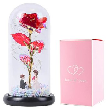 LED Mūžīgā roze ar figūriņām | Eternal Rose in Glass