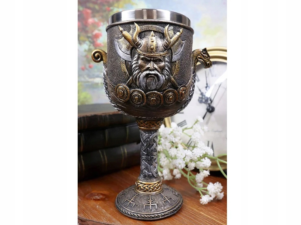 Nerūsējošā Tērauda Dekoratīvs Vikingu Kauss Krūze | Decorative Cup Bowl Stainless Steel Viking Mug (3)