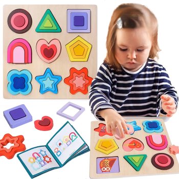 Attīstošā koka puzle ar formām Montessori figūru šķirotājs