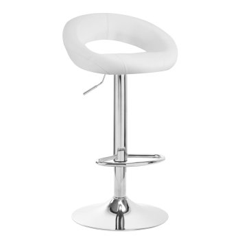 Grozāms eko ādas bāra krēsls ar regulējamo augstumu QS-B10, Balts | Swivel Adjustable Height Bar Counter Stool...