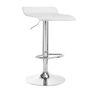 Grozāms eko ādas bāra krēsls ar regulējamo augstumu QS-B08, Balts | Swivel Adjustable Height Bar Counter Stool...