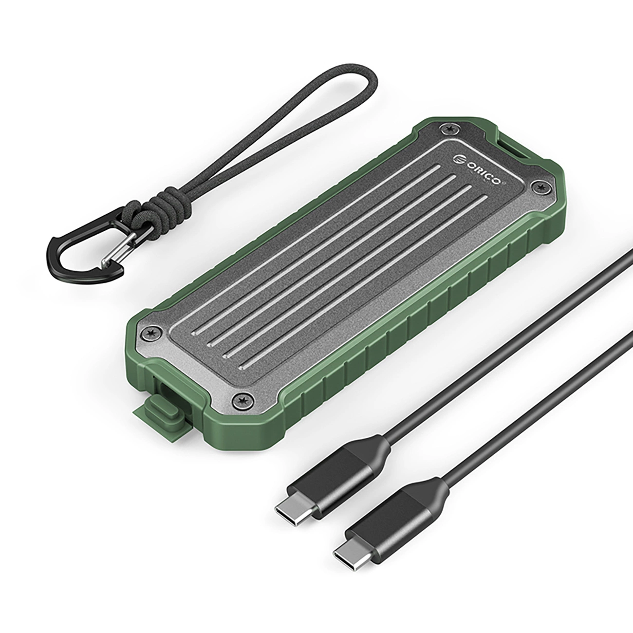 Pārnēsājams M.2 NVMe/SATA SSD USB-C 3.2 diska nodalījums - pelēki zaļš | Portable drive bay gray-green