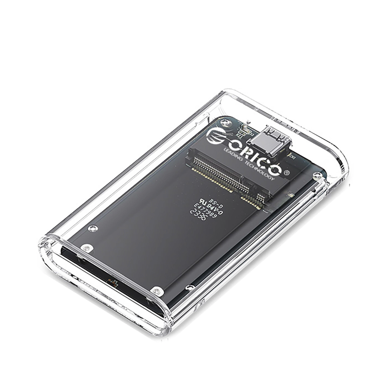 MSATA USB-C 3.2 5Gbps diskdziņu kabata - caurspīdīga | Disk Pocket Transparent