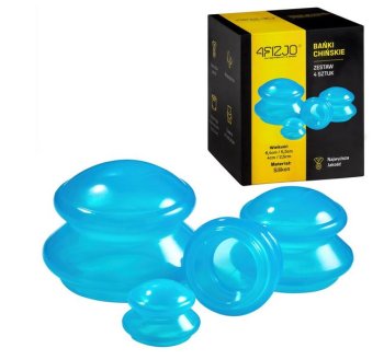 4FIZJO Ārstnieciskās Akupunktūras Vakuuma Masāžas Bankas, 4 gab., Zilas | Acupuncture Massage Bubbles Jars