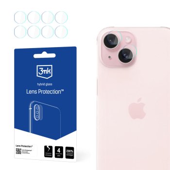 Apple iPhone 15 6.1'' Aizmugurējās Kameras Aizsargstikls, 4 gab. | 3MK Lens Protection Back Camera Tempered Glass Protector