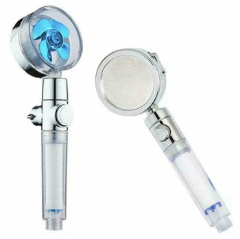 Ūdeni taupoša sprausla turbo dušas galva (klausule) ar ventilatoru, zils| Nozzle turbo showerhead