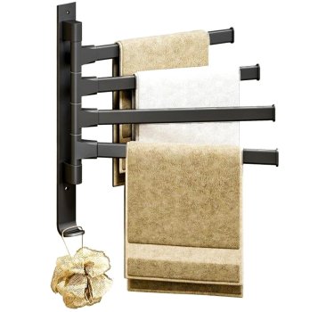 Dvieļu Turētājs Ar Kustīgām Rokām, Melns | Towel Holder with Movable Arms Black