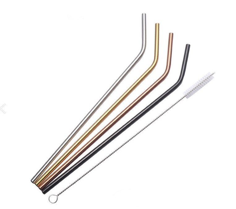 Atkārtoti lietojamu metāla dzērienu kokteiļu salmiņu komplekts, Dažādas krāsas - 8 gab. | A set of Reusable... (0)