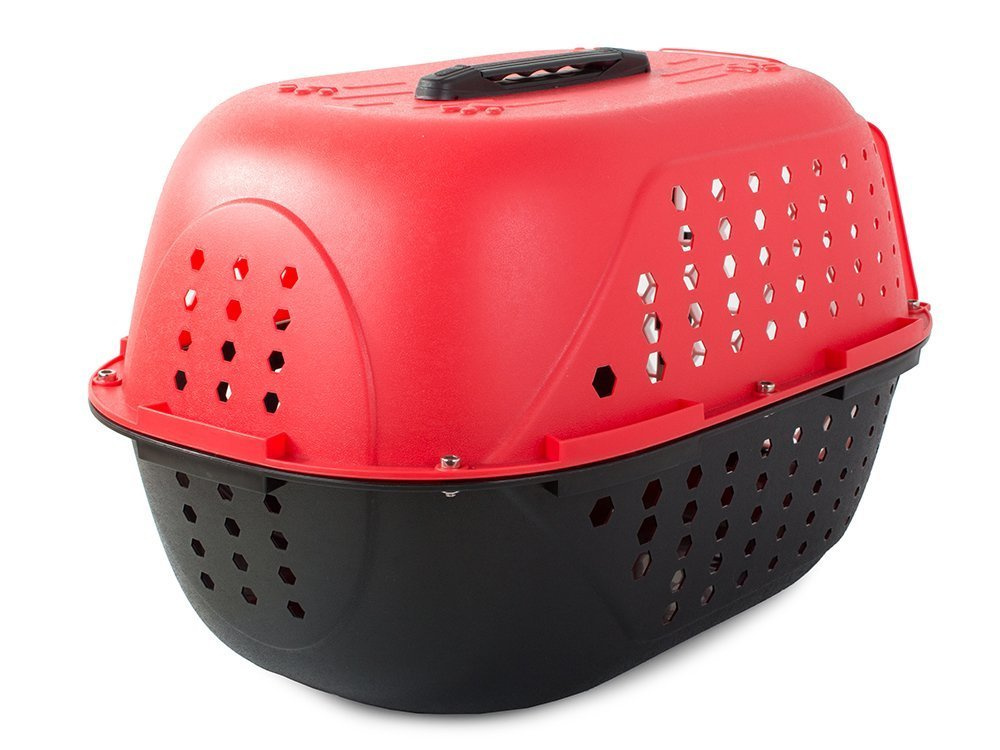 Ciets mājdzīvnieku transportēšanas būris suņiem, kaķiem, trušiem, 48 cm, sarkans (3)