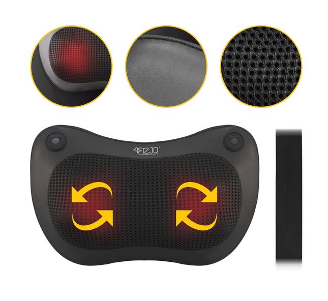 4FIZJO SHIATSU PRO+ Šiacu Masāžas Spilvens Ķermeņa Masieris ar Sildīšanas Funkciju, Melns | Heated Neck Massage... (9)