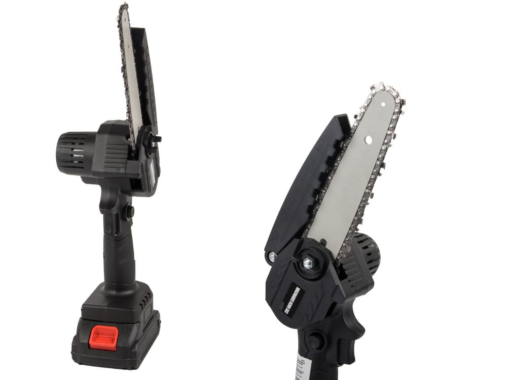 Akumulatora mini ķēdes zāģis 6 collu ar koferi, melns (0)