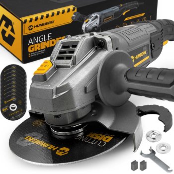 Leņķa slīpmašīna 1200W ar ātruma regulēšanu 125mm 10 diski Humberg Hm-411