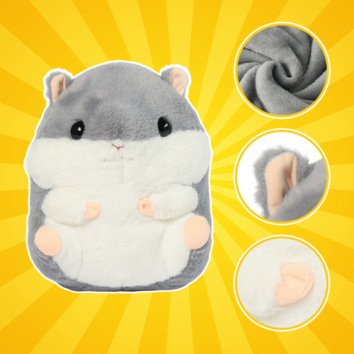 3-in-1 Hamster Plush Toy Pillow with Blanket Kruzzel 25638, grey (2)