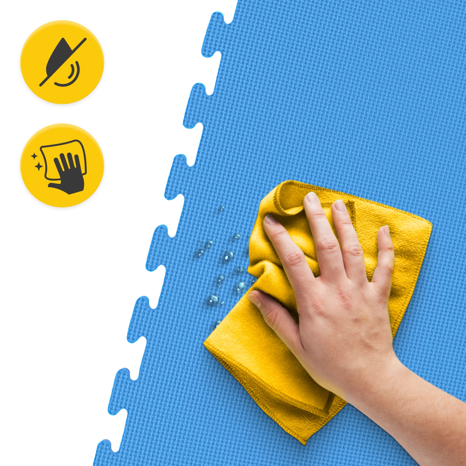 4FIZJO Interlocking Puzzle Exercise Mat 100x100 cm for Gym Flooring, Blue (2)