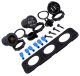 Waterproof 12V Socket Panel with Dual USB Charger and Voltmeter, Black