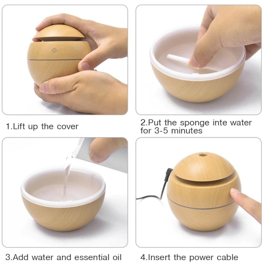 Electric Ultrasonic Air Humidifier / Diffuser / Aromatherapy, 130 ml (0)