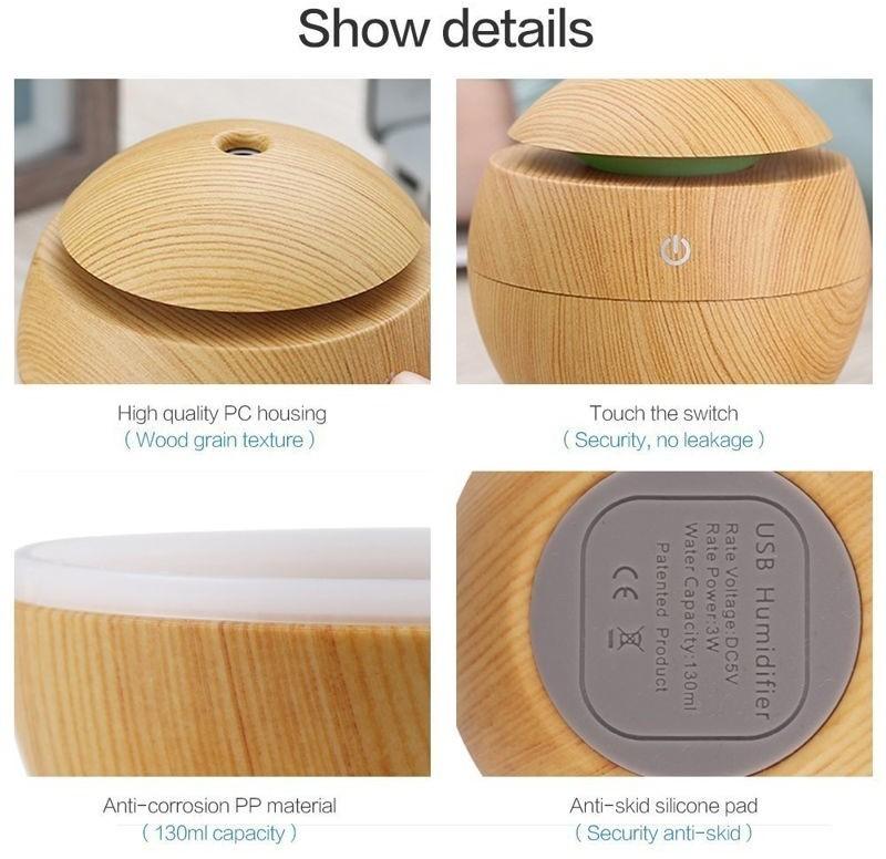 Electric Ultrasonic Air Humidifier / Diffuser / Aromatherapy, 130 ml (1)