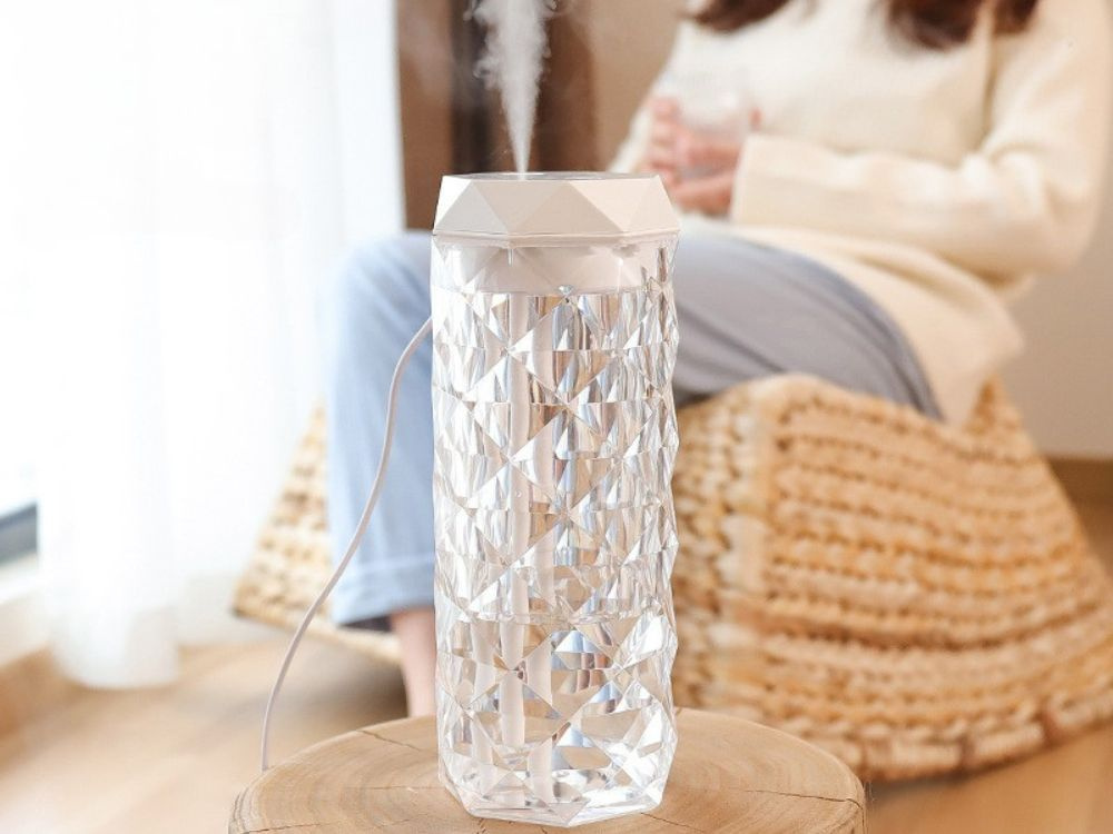 Air humidifier aroma diffuser, RGB lighting, USB, crystal design, white (0)