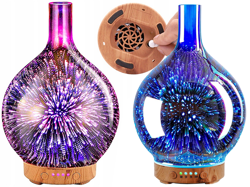 Aroma Diffuser & Humidifier with 3D Glass RGB Night Light, Copper (0)