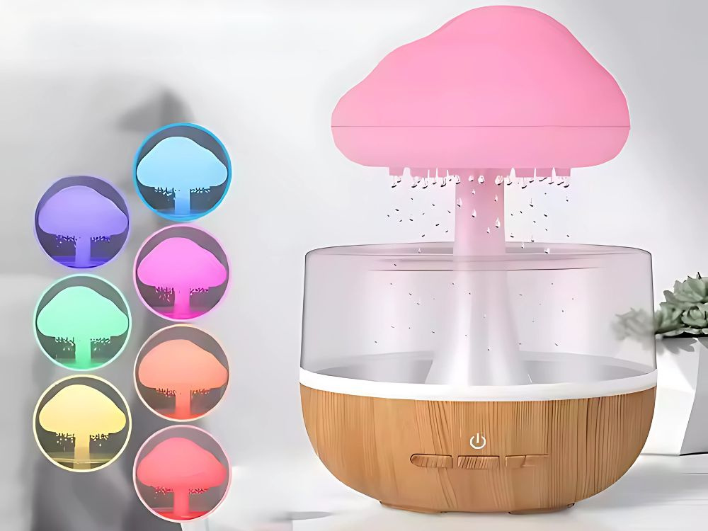 Wireless Rain Cloud Humidifier with RGB Night Light and Aroma Diffuser (1)
