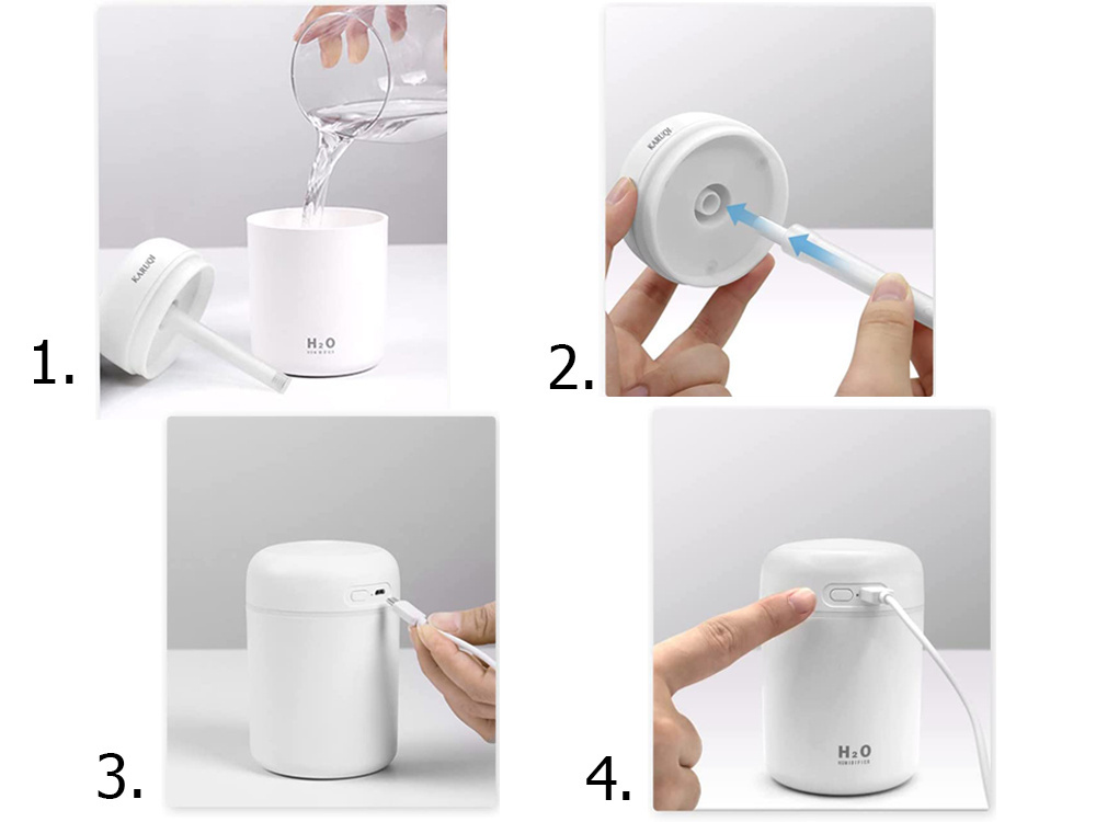 Mini Air Humidifier and Essential Oil Diffuser with RGB Light, USB, White (2)