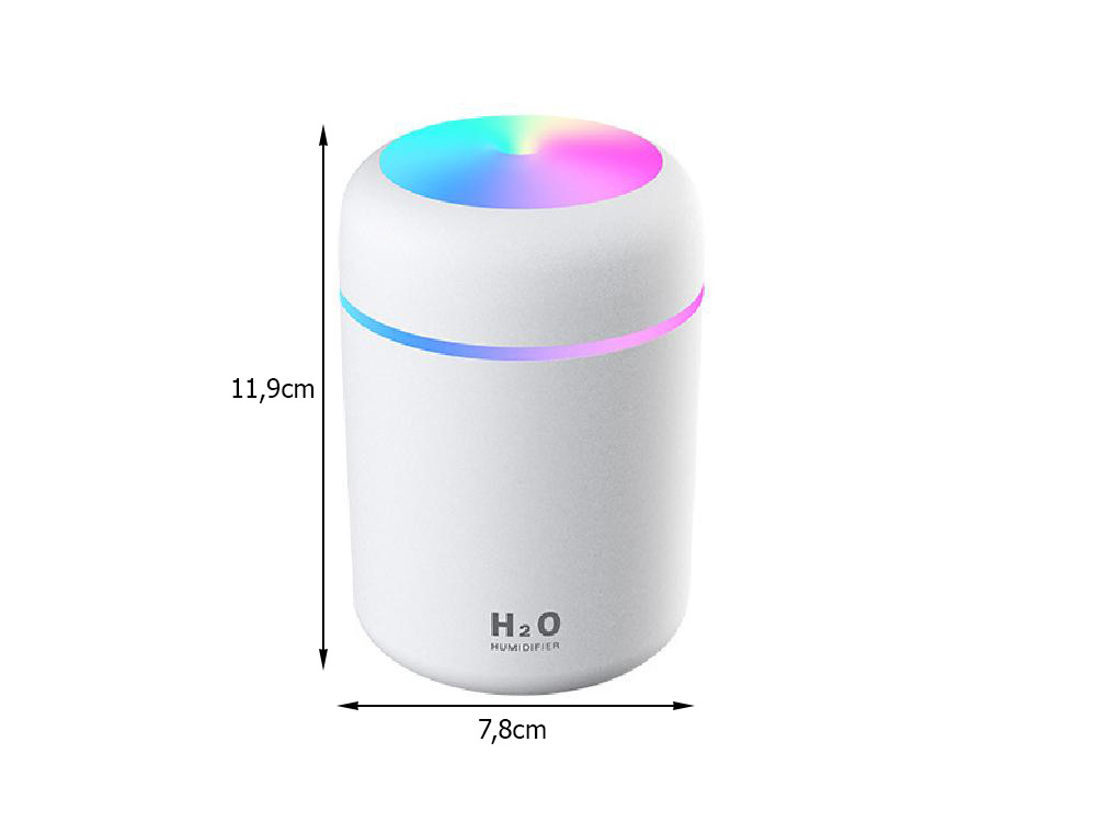 Mini Air Humidifier and Essential Oil Diffuser with RGB Light, USB, White (3)