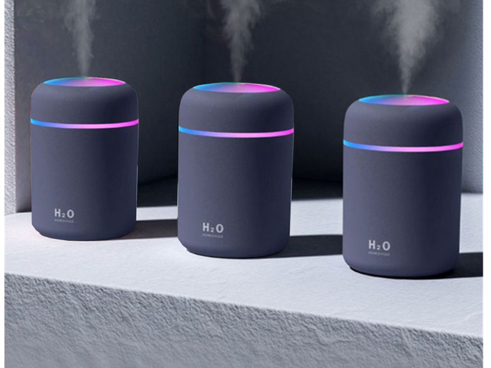 Mini USB Air Humidifier and Aroma Diffuser with RGB Light, Grey (0)