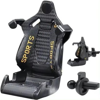 Universal 360° Car Phone Holder for Air Vent, adjustable arm, black