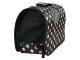 Large pet carrier bag for dogs and cats, black with dots