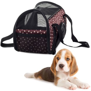 Pet carrier bag for dogs, cats and small animals, brown