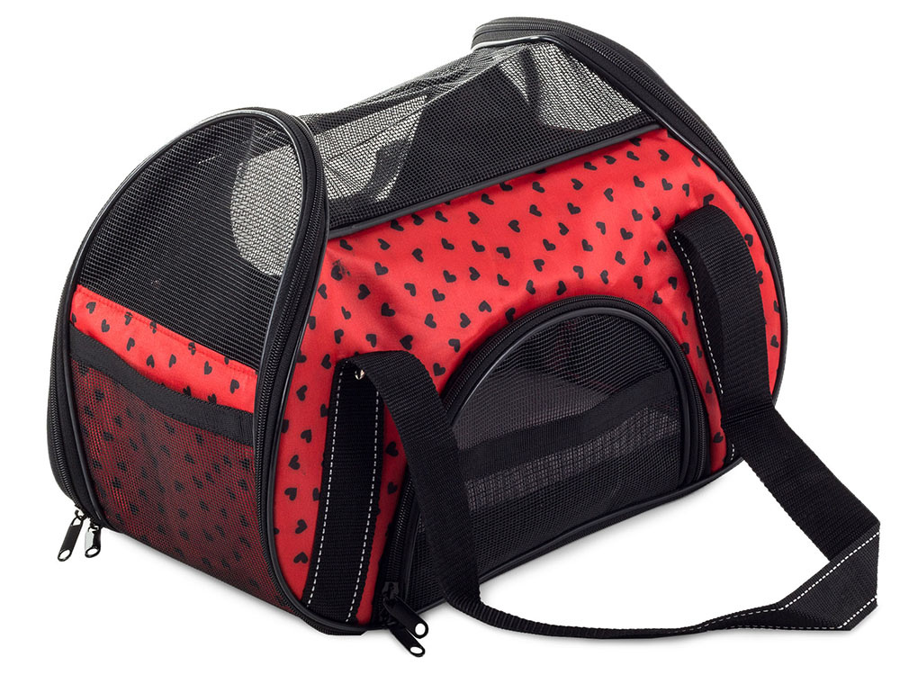 Soft-Sided Pet Travel Carrier for Small Dogs, Cats, and Rabbits, Red (1)