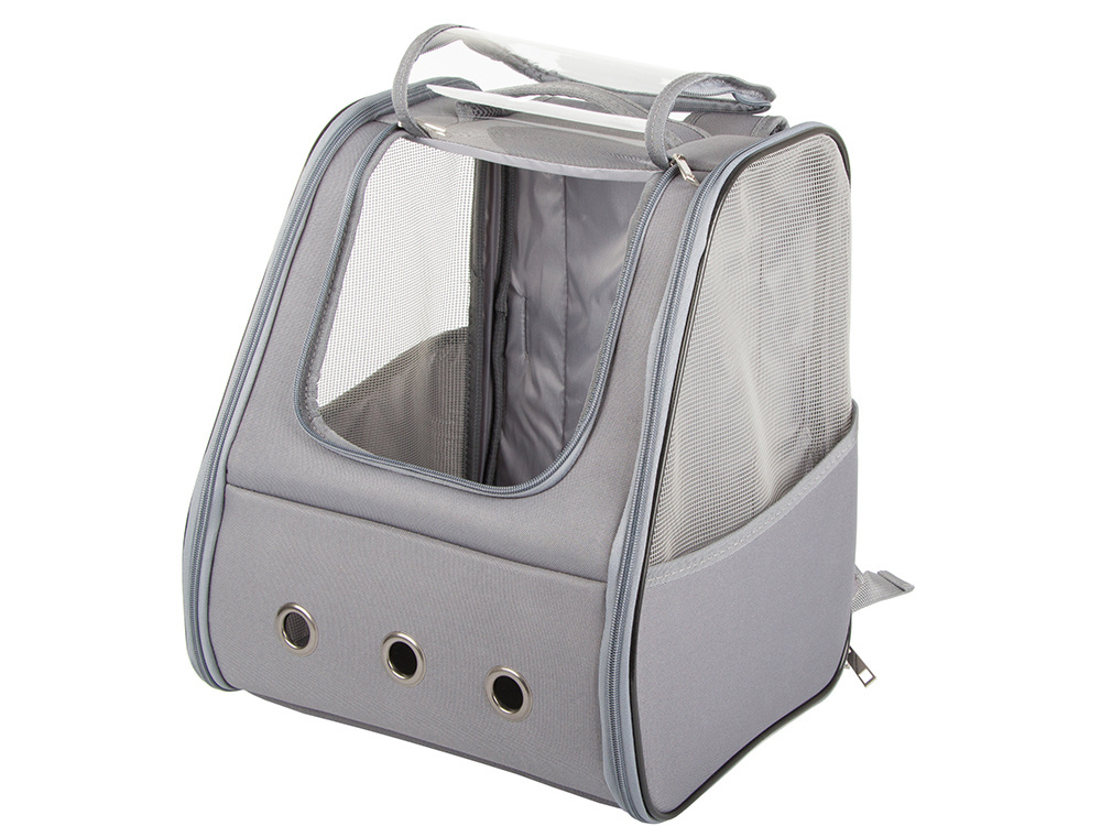 Ventilated Pet Carrier Backpack for Cats and Small Dogs with Window, Grey (0)