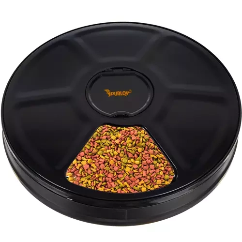 Intelligent 6 x 150 ml Chamber Food Dispenser Bowl Container-Dispenser for Dogs Cats, Black