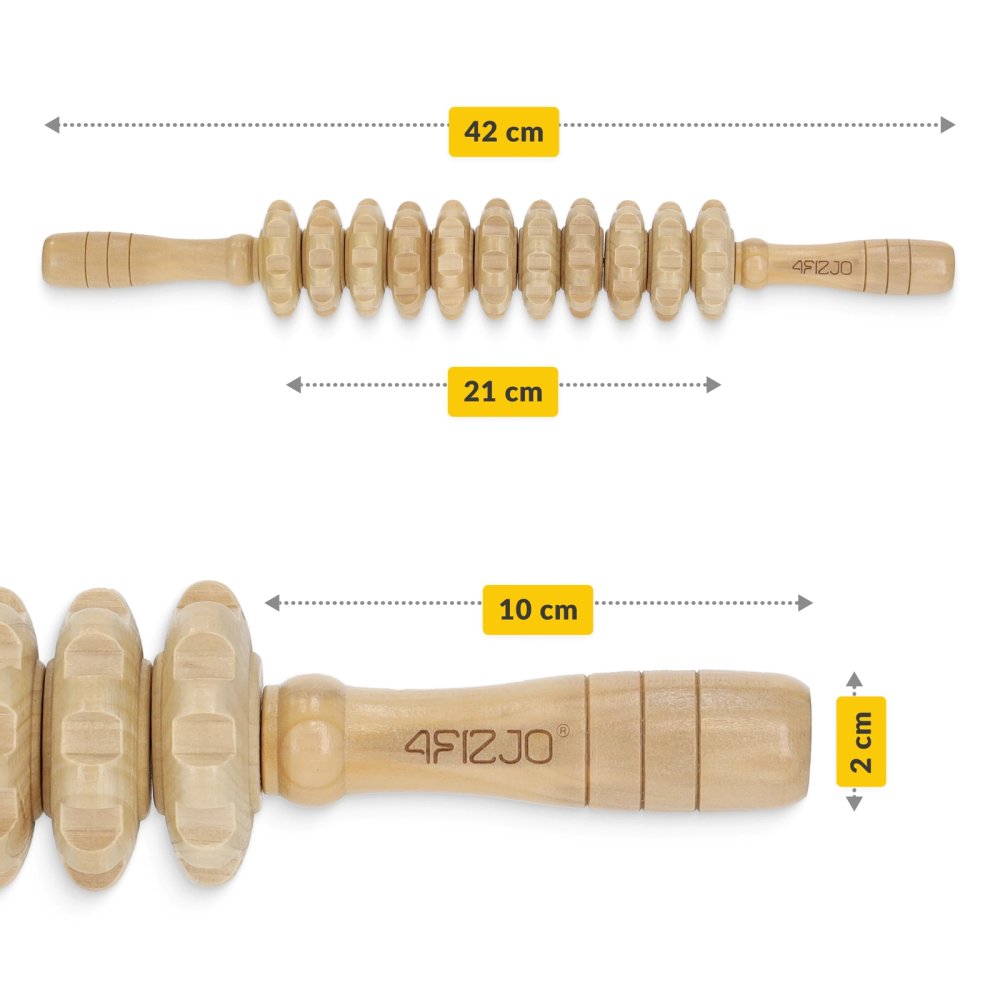 4FIZJO Wooden Massage Roller for Cellulite Relief, 42 cm, brown (2)