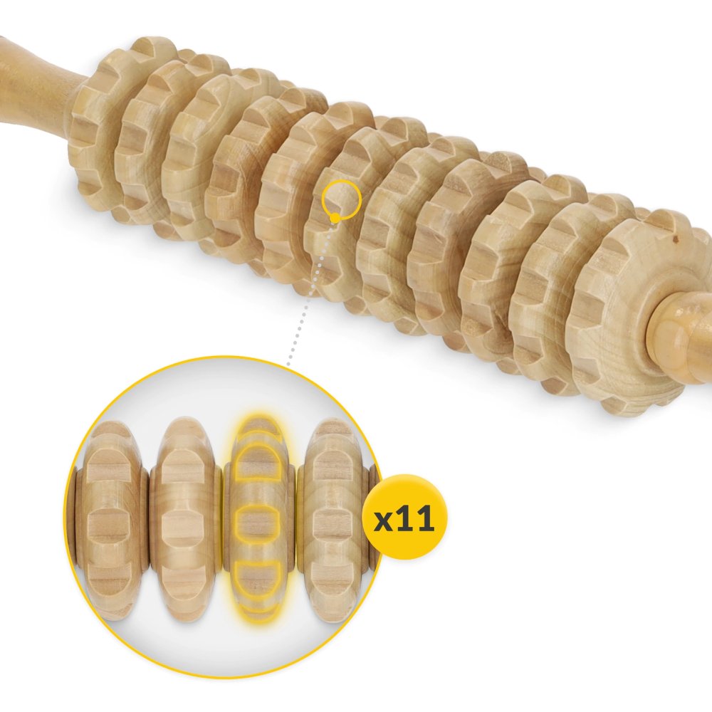 4FIZJO Wooden Massage Roller for Cellulite Relief, 42 cm, brown (1)