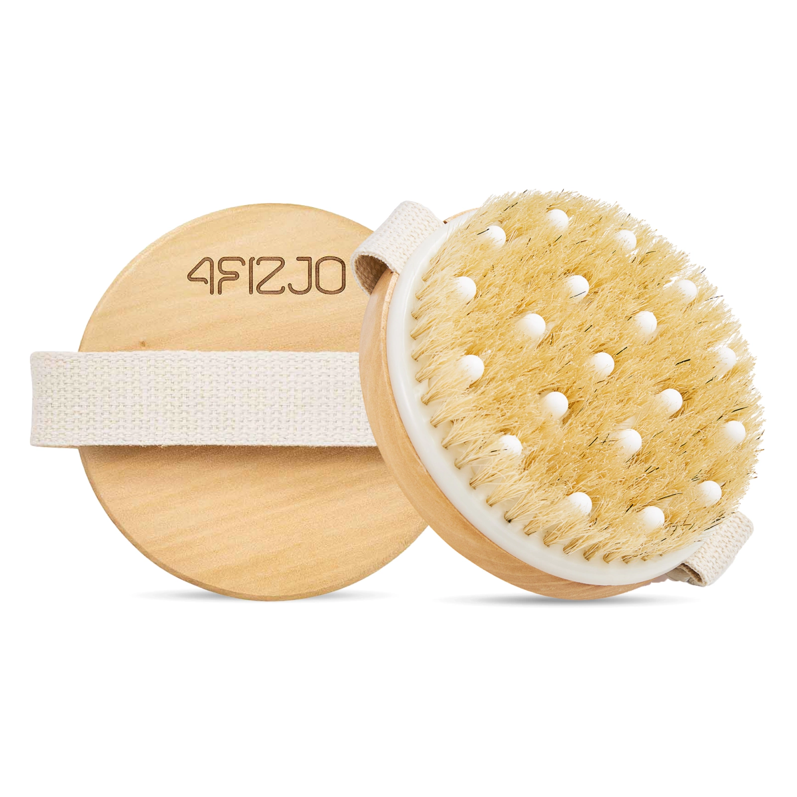 4FIZJO Dry Body Brush with Massage Nodules for Anti-Cellulite Treatment