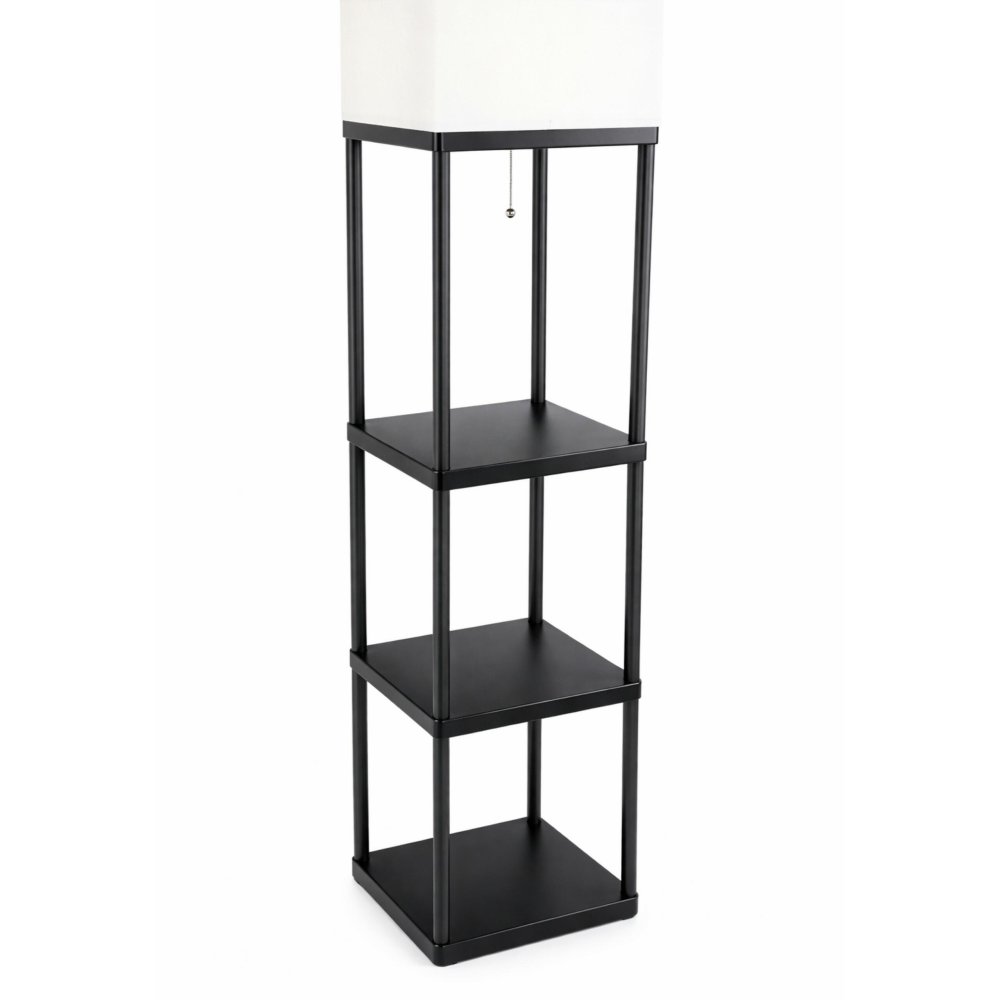 Floor Lamp with Shelves Standing Reading Light E27, 160cm, black (0)