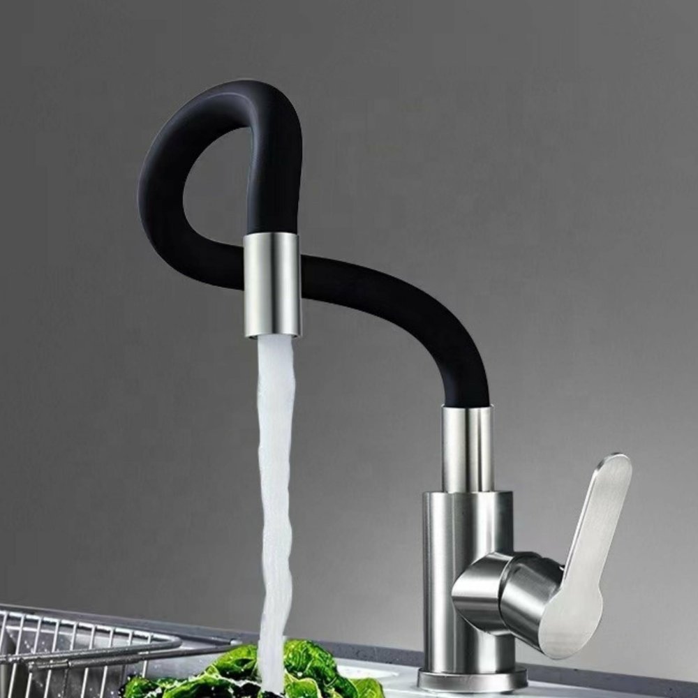 Flexible Gooseneck Kitchen Faucet for Sink, Black (0)